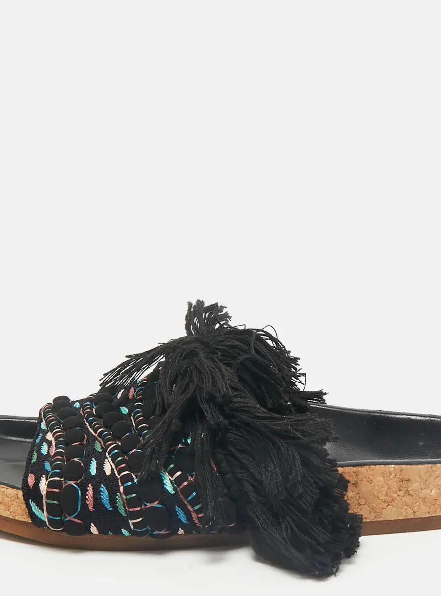 Chloe Multicolor Crochet Wavy Flat Sandals Size 37
