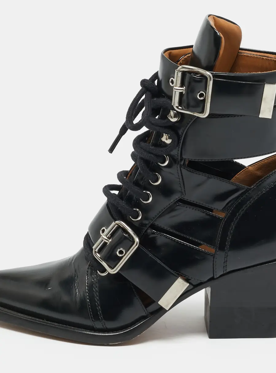 Chloe Rylee Size 37 Black Leather Ankle Length Boots
