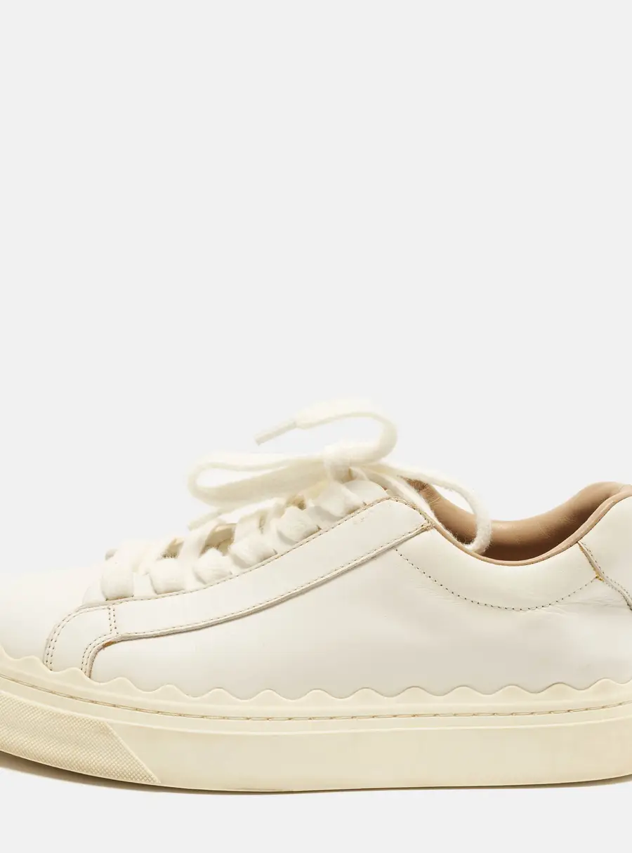 Chloe Lauren Size 38 White Leather Lace Up Sneakers
