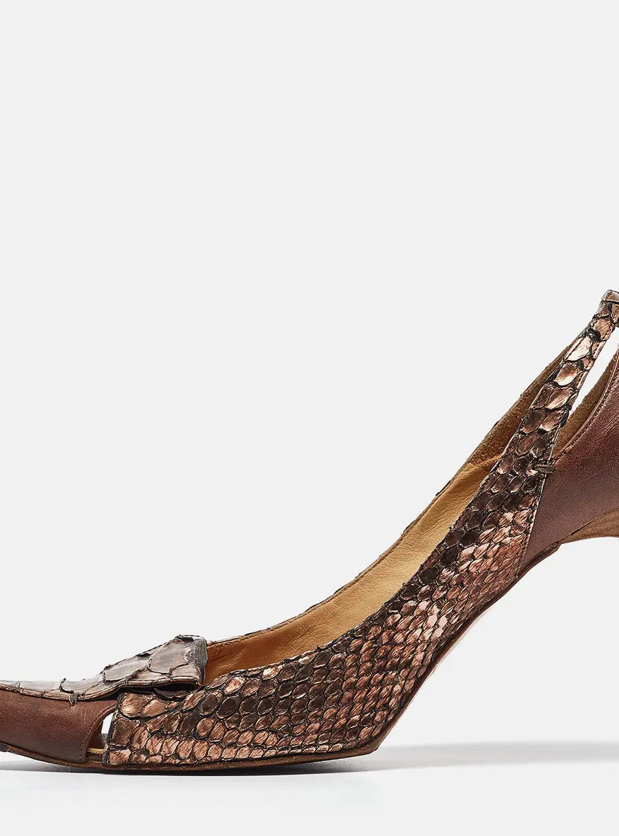 Chloe Metallic Python Leather Pointed Toe Pumps Size 40