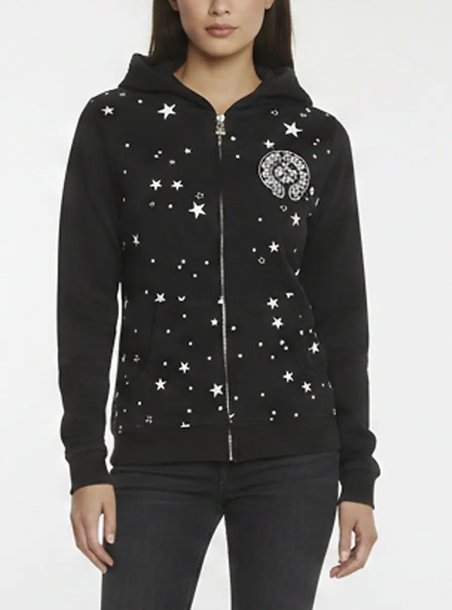 Chrome Hearts Black Logo Star Print Cotton Knit Zip-Up Hoodie S