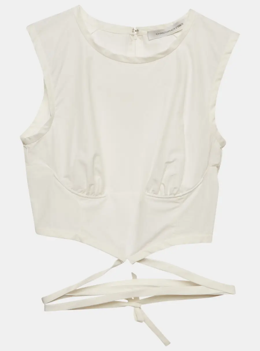 Christopher Esber White Cotton Waist Tie Top XS