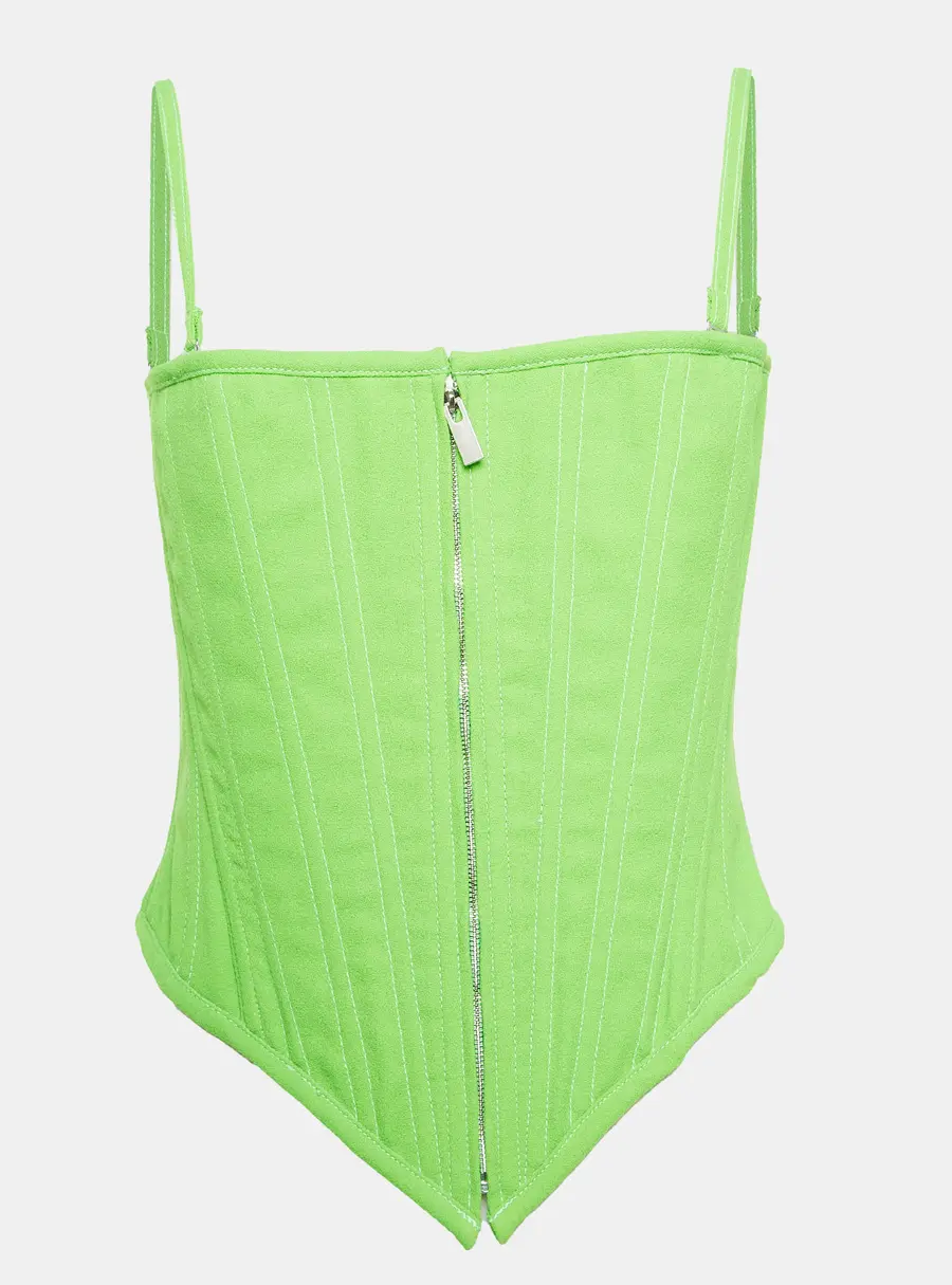 Christopher John Rogers Green Wool Sleeveless Crop Top S