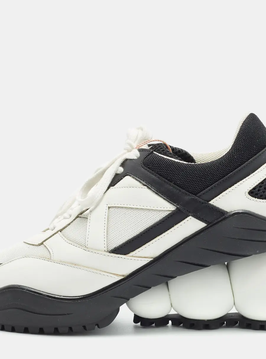 Christopher Kane Looner Size 36 White/Black Leather and Mesh Wedge Sneakers