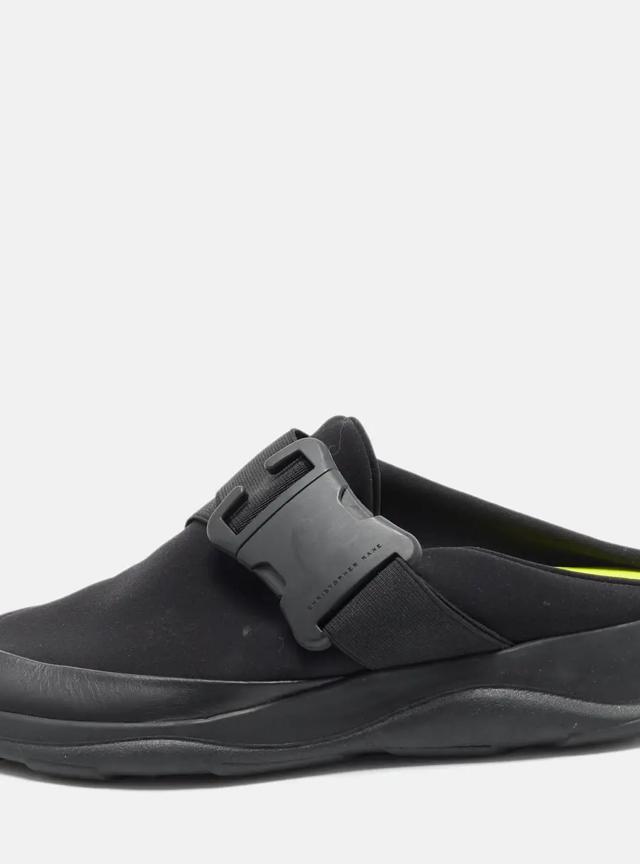 Christopher Kane Safety Buckle Size 36.5 Black Neoprene Slip On Sneakers Mules
