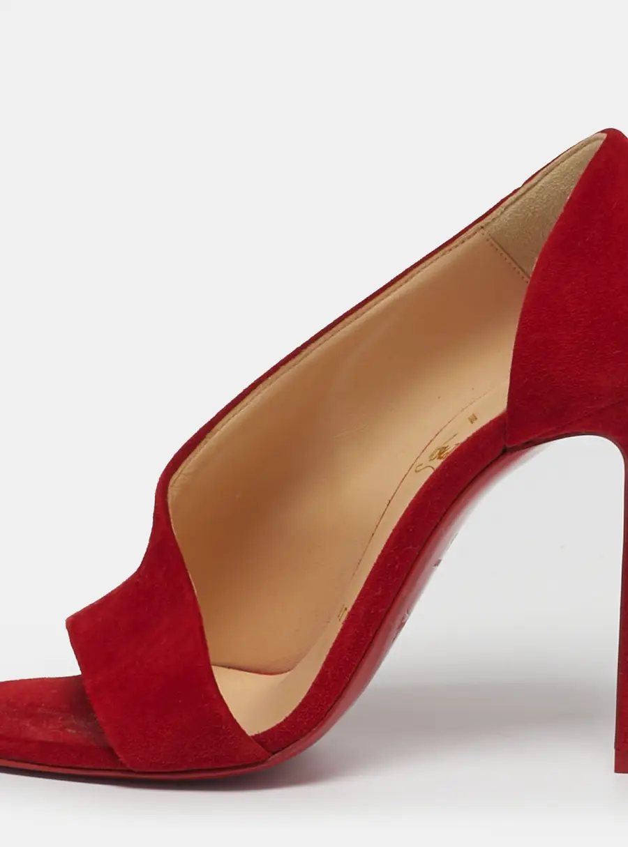 Christian Louboutin Phoebe Size 36 Red Suede Half D'orsay Open Toe Pumps