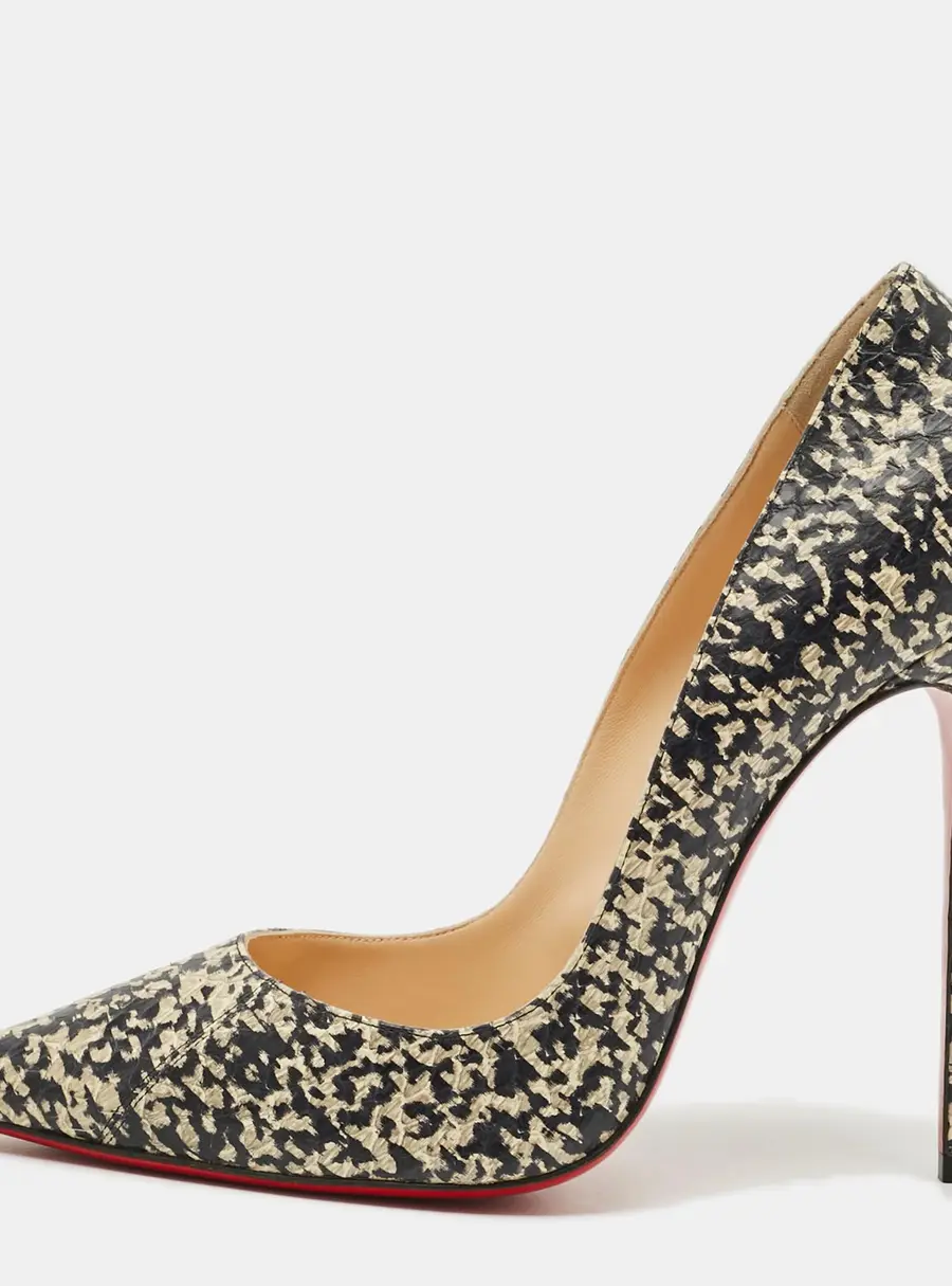 Christian Louboutin Lock So Kate Size 41 Beige/Black Snakeskin Embossed Leather Pumps