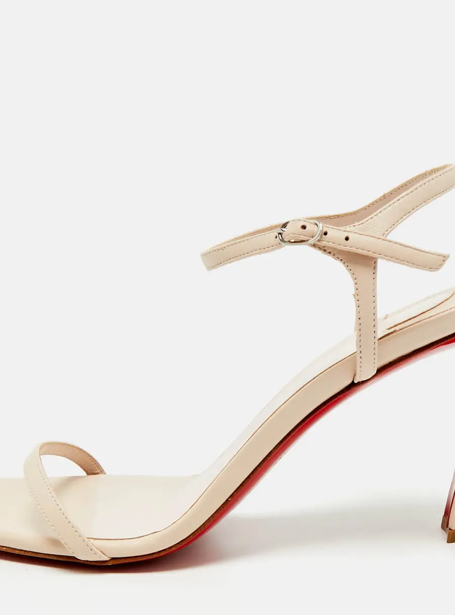 Christian Louboutin Condora Size 37 Beige Leather Ankle Strap Sandals