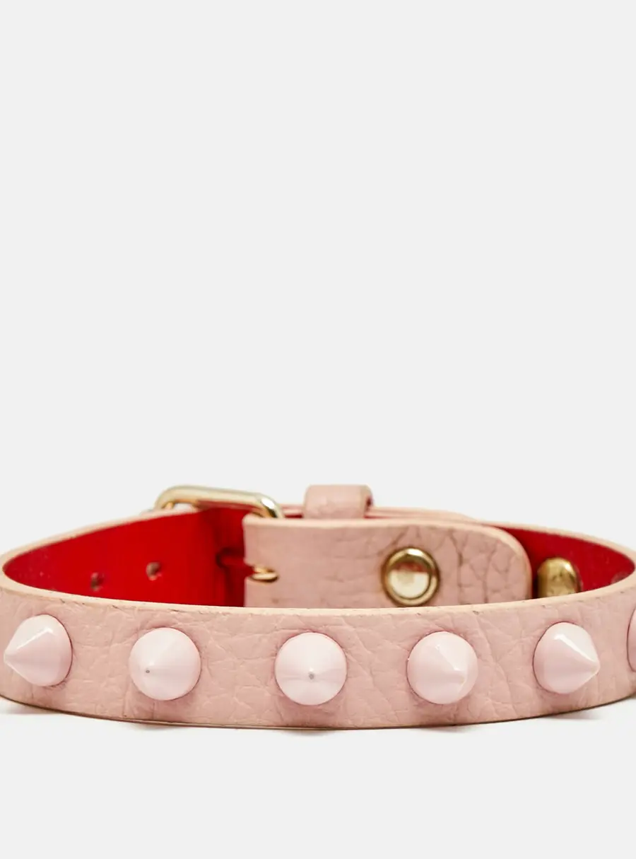 Christian louboutin Loubilink Lacquered Metal Leather Gold Tone Bracelet