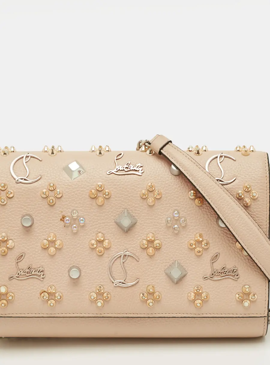 Christian Louboutin Paloma Embellished Leather and Patent Leather Chain Clutch