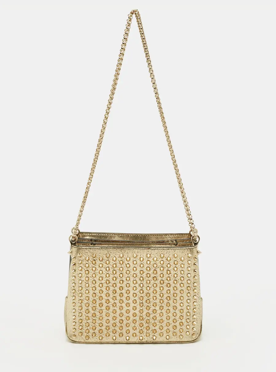 Christian Louboutin Triloubi Chain Gold Textured Leather Bag