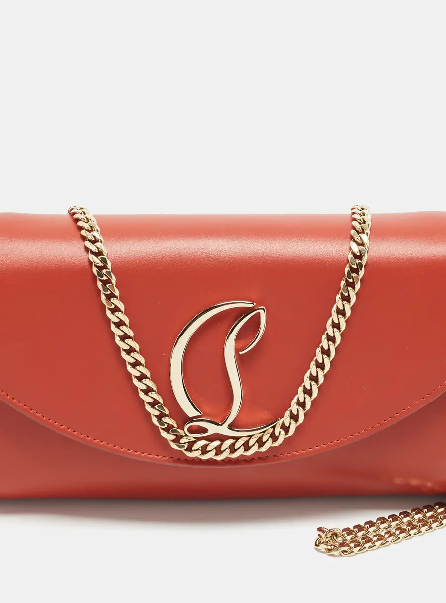 Christian Louboutin Loubi54 Red Leather Wallet On Chain