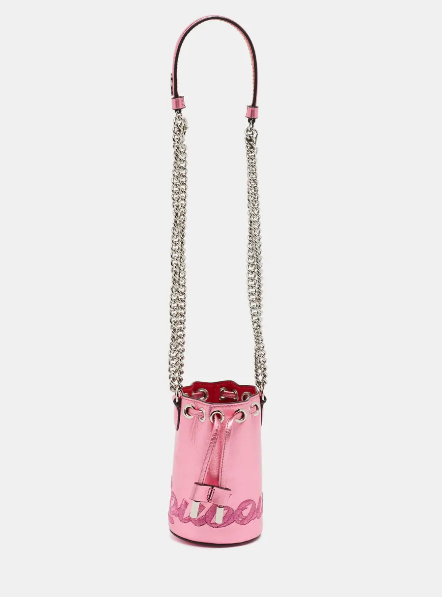 Christian Louboutin Marie Jane Mini Metallic Pink Leather Bucket Bag