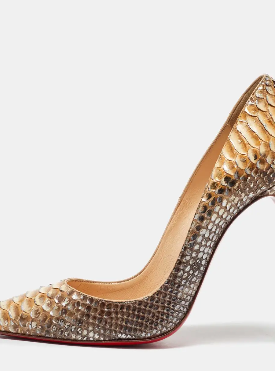Christian Louboutin Beige/Brown Python So Kate Pumps Size 40