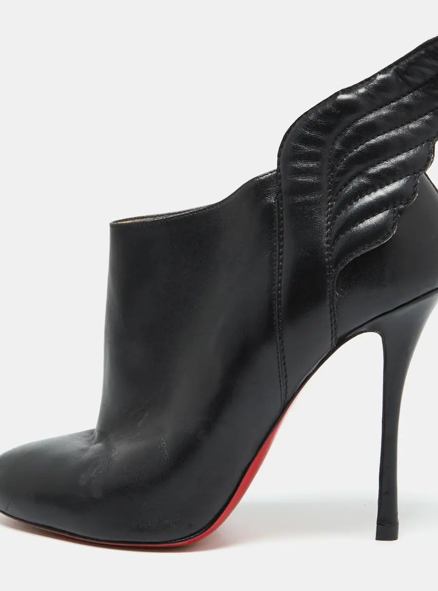 Christian Louboutin Black Leather Mercura Wings Ankle Booties Size 39