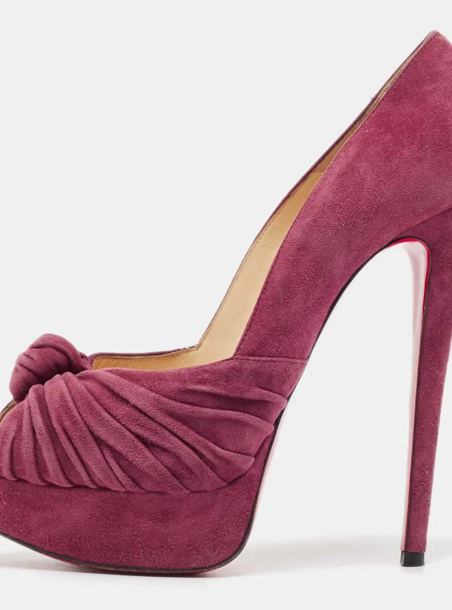 Christian Louboutin Burgundy Suede Lady Gres Platform Pumps Size 37.5