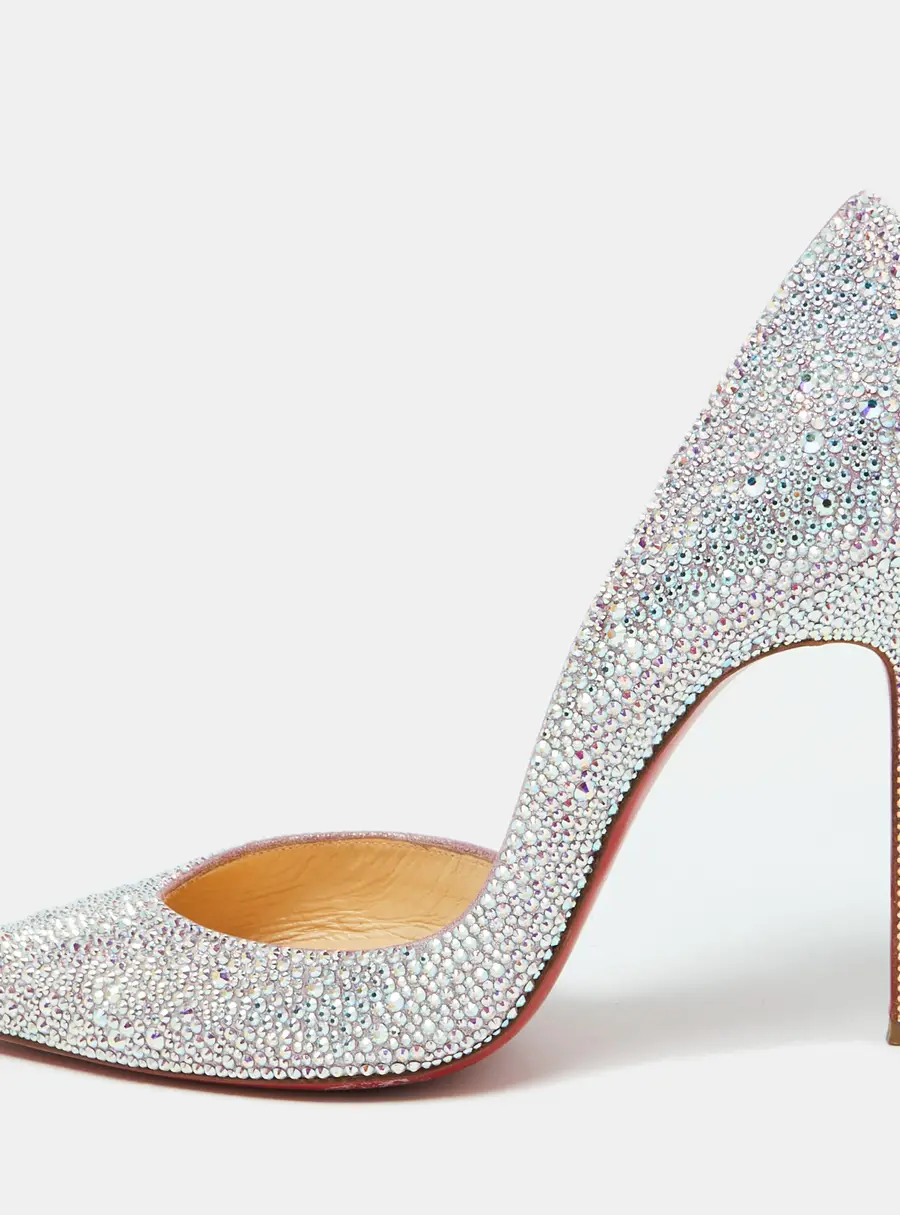 Christian Louboutin Metallic Leather Strass Crystal Iriza D'orsay Pumps Size 39