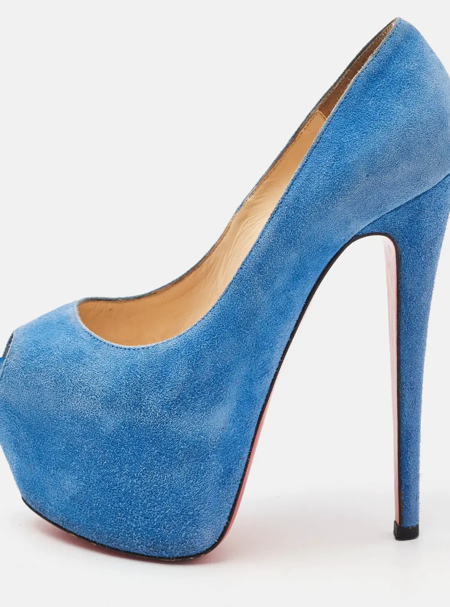 Christian Louboutin Blue Suede Highness Platform Pumps Size 35