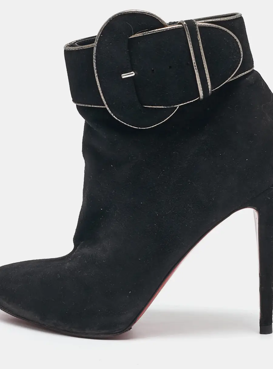 Christian Louboutin Black Suede Trottinette Ankle Booties Size 40