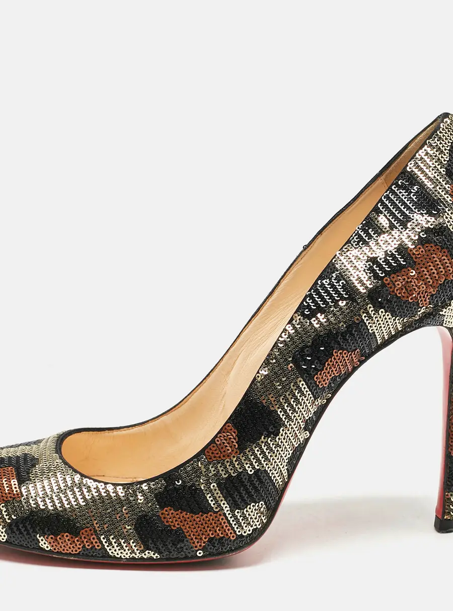 Christian Louboutin Multicolor Camo Sequins Ron Ron Pumps Size 39.5