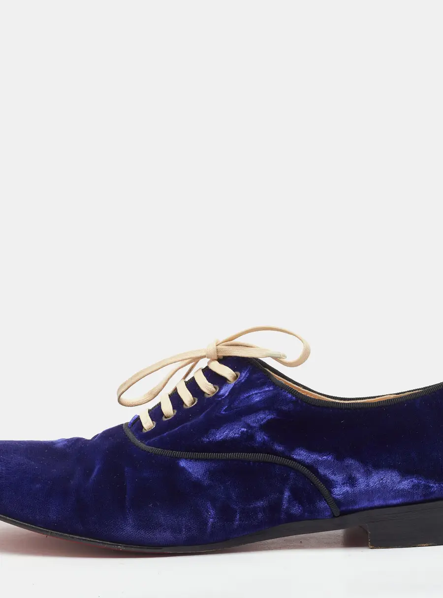 Christian Louboutin Blue Velvet Lace Up Oxford Size 38.5