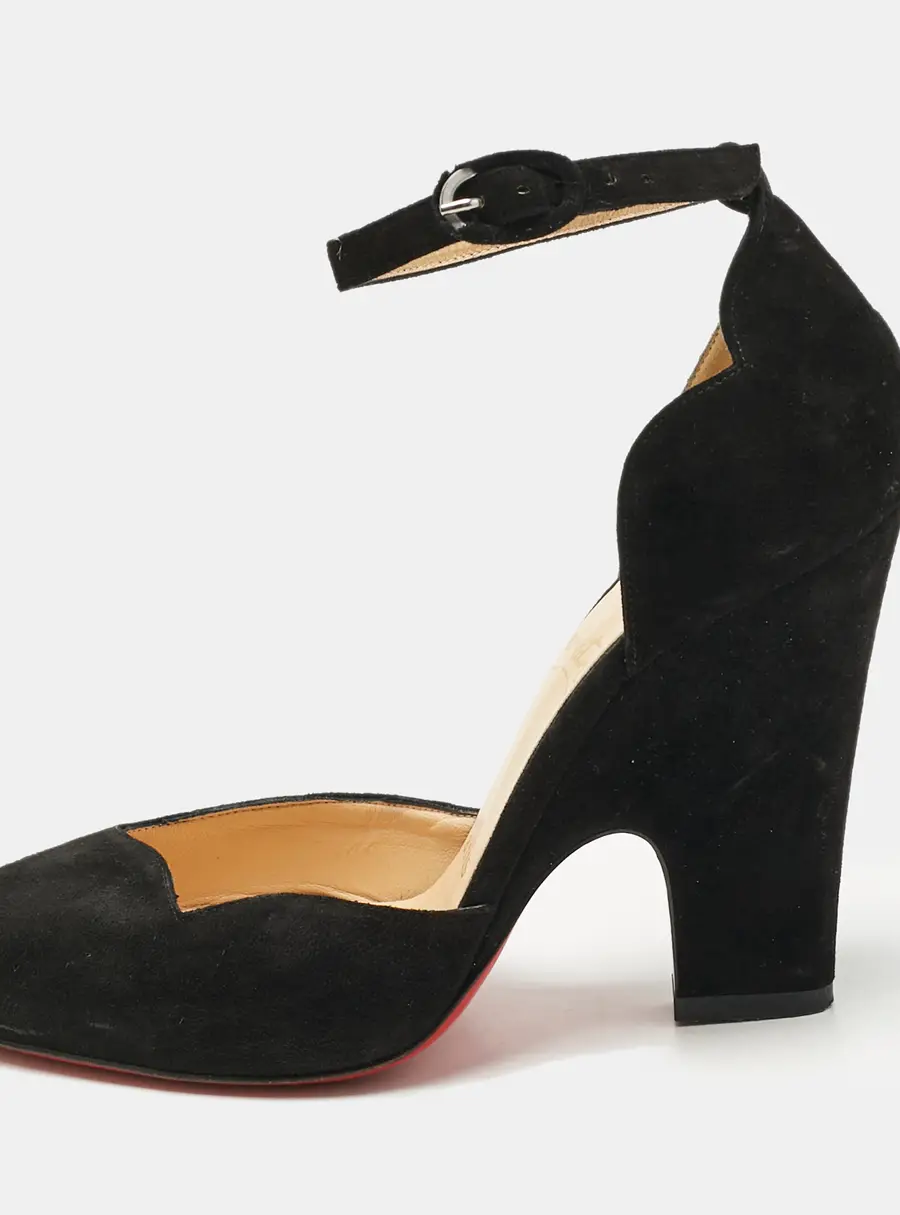 Christian Louboutin Black Suede Mary Jane Pumps Size 37