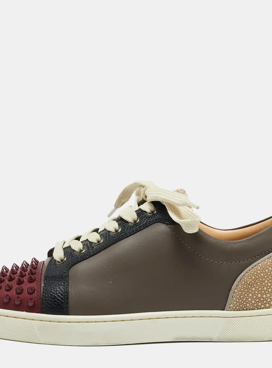 Christian Louboutin Multicolor Leather Louis Junior Spikes Low Top Sneakers Size 40