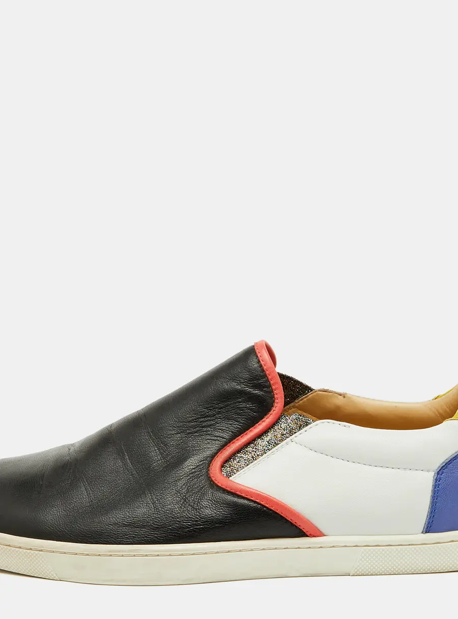 Christian Louboutin Multicolor Leather Pik Boat Slip On Sneakers Size 40.5