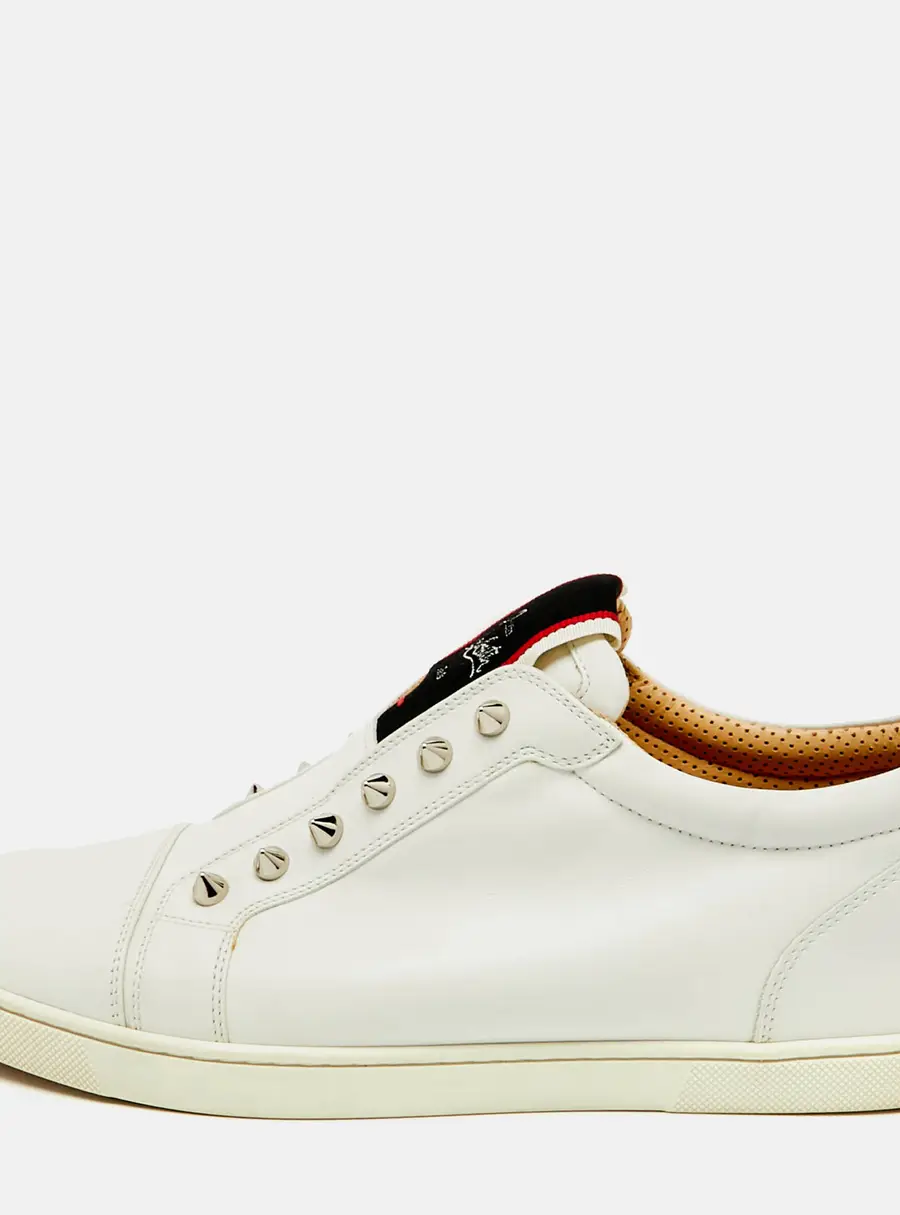 Christian Louboutin White Leather F.A.V Fique A Vontade Sneakers Size 41.5