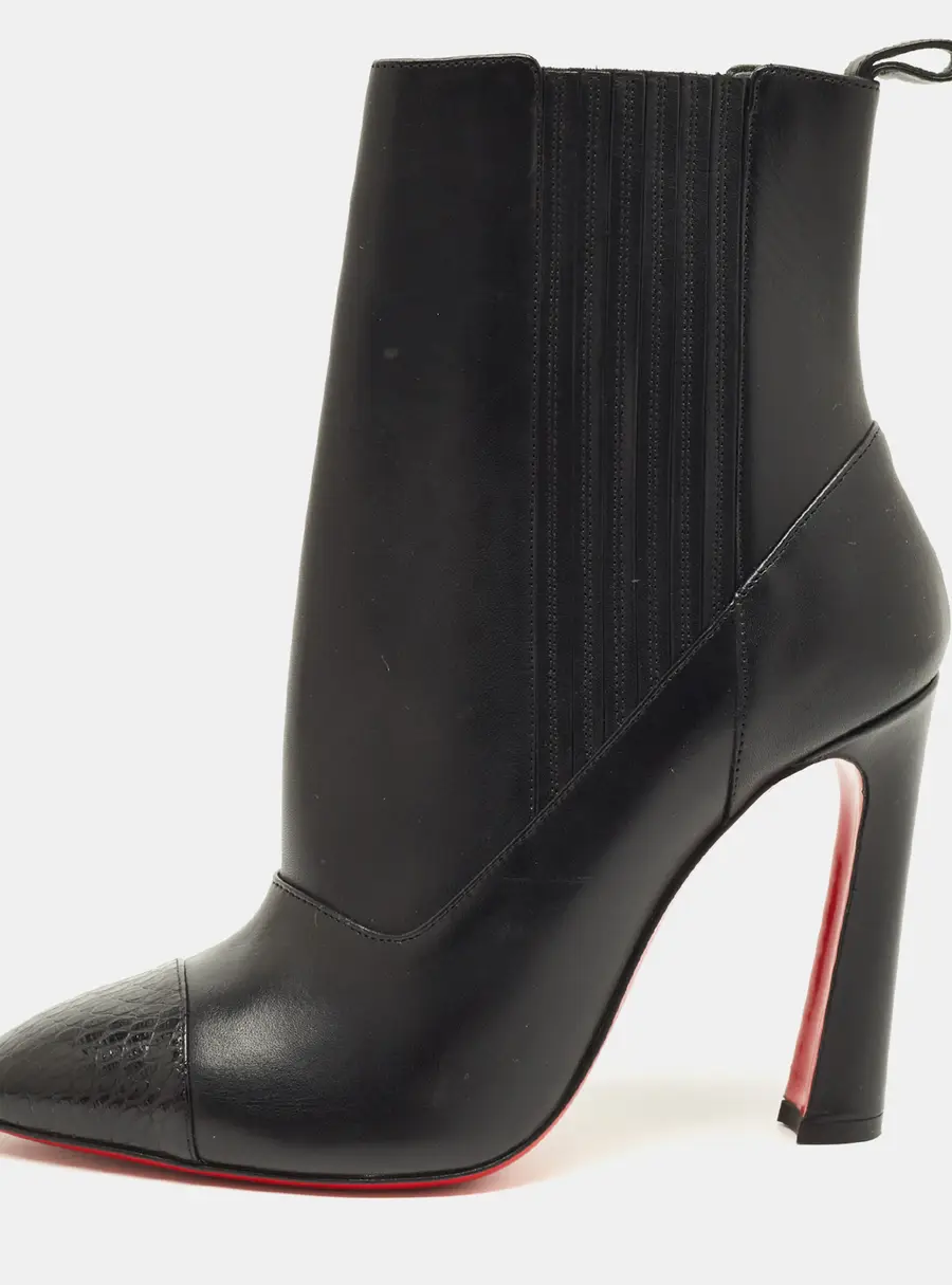 Christian Louboutin Me In The 90s Boots Size 37 Black Leather Ankle Length Boots