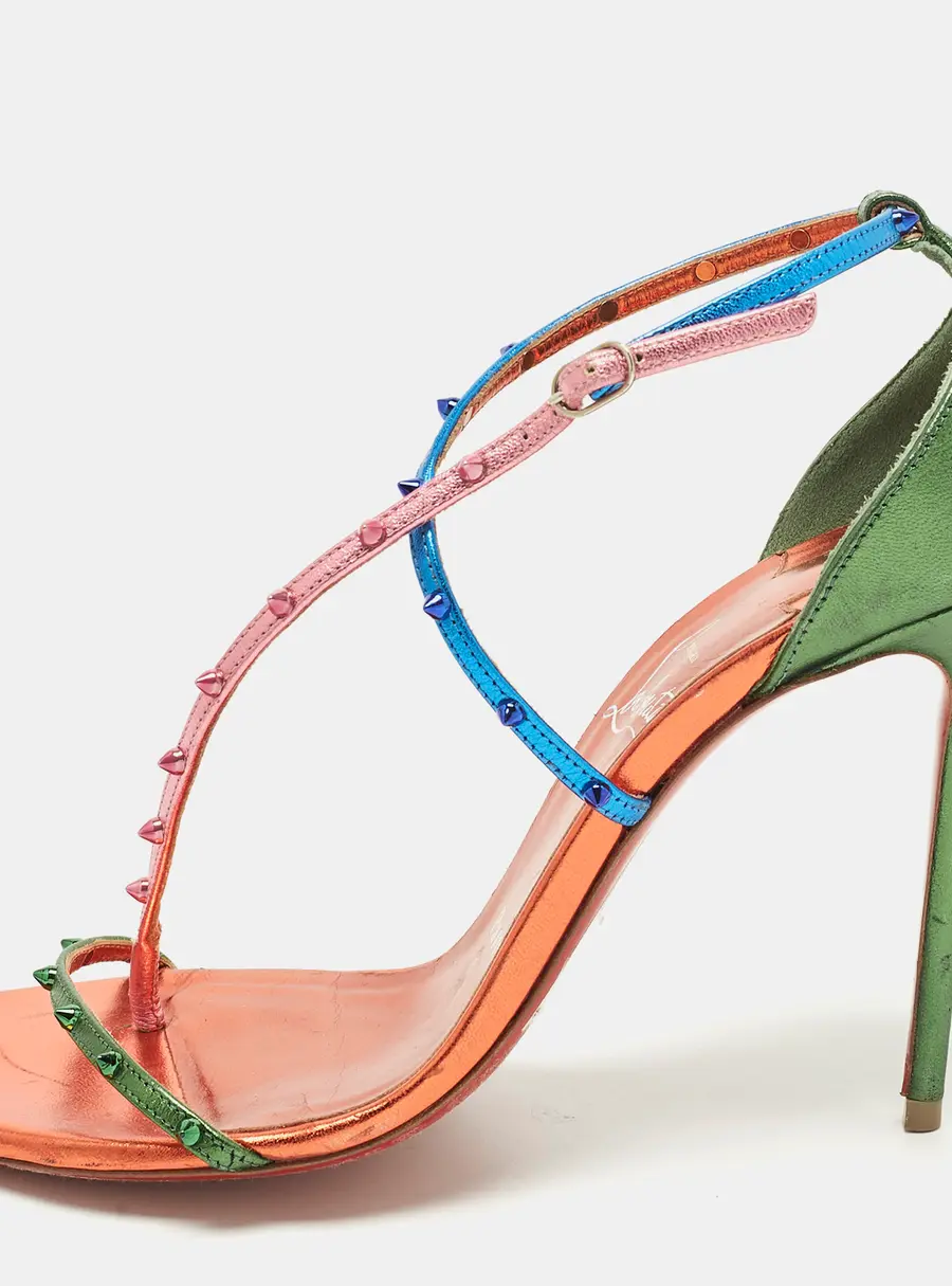 Christian Louboutin Riojana Size 36.5 Multicolor Leather Ankle Strap Sandals