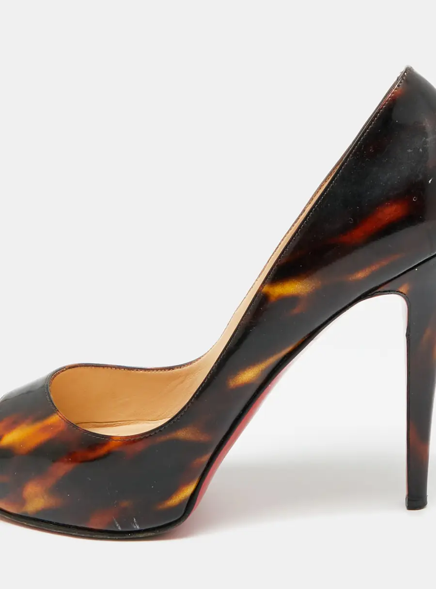 Christian Louboutin Very Prive Size 39 Multicolor Patent Leather Peep Toe Pumps