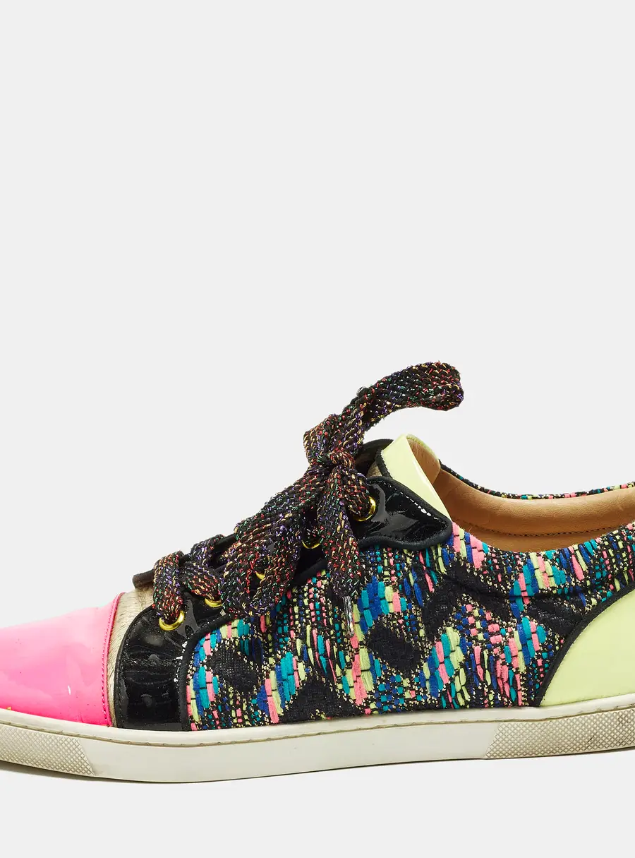 Christian Louboutin Gondoliere Size 41 Multicolor Knit Fabric and Patent Leather Low Top Sneakers