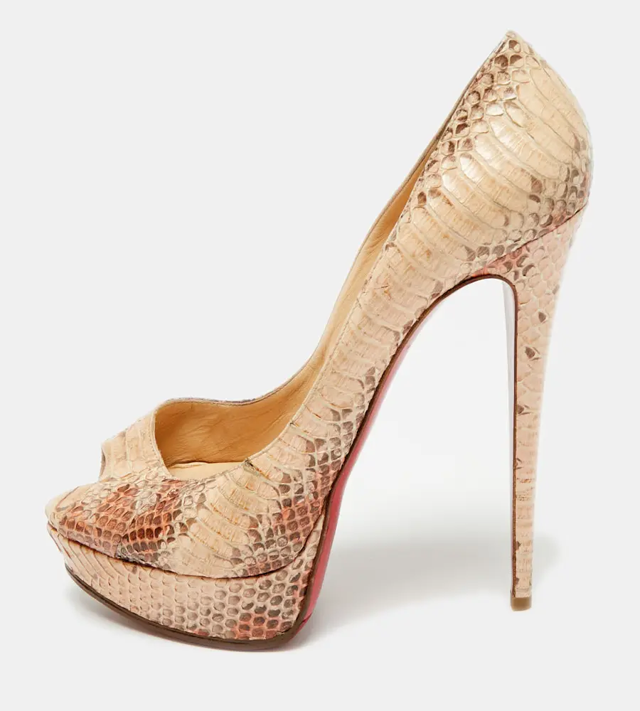 Christian Louboutin Lady Peep Size 41 Multicolor Python Leather Platform Pumps