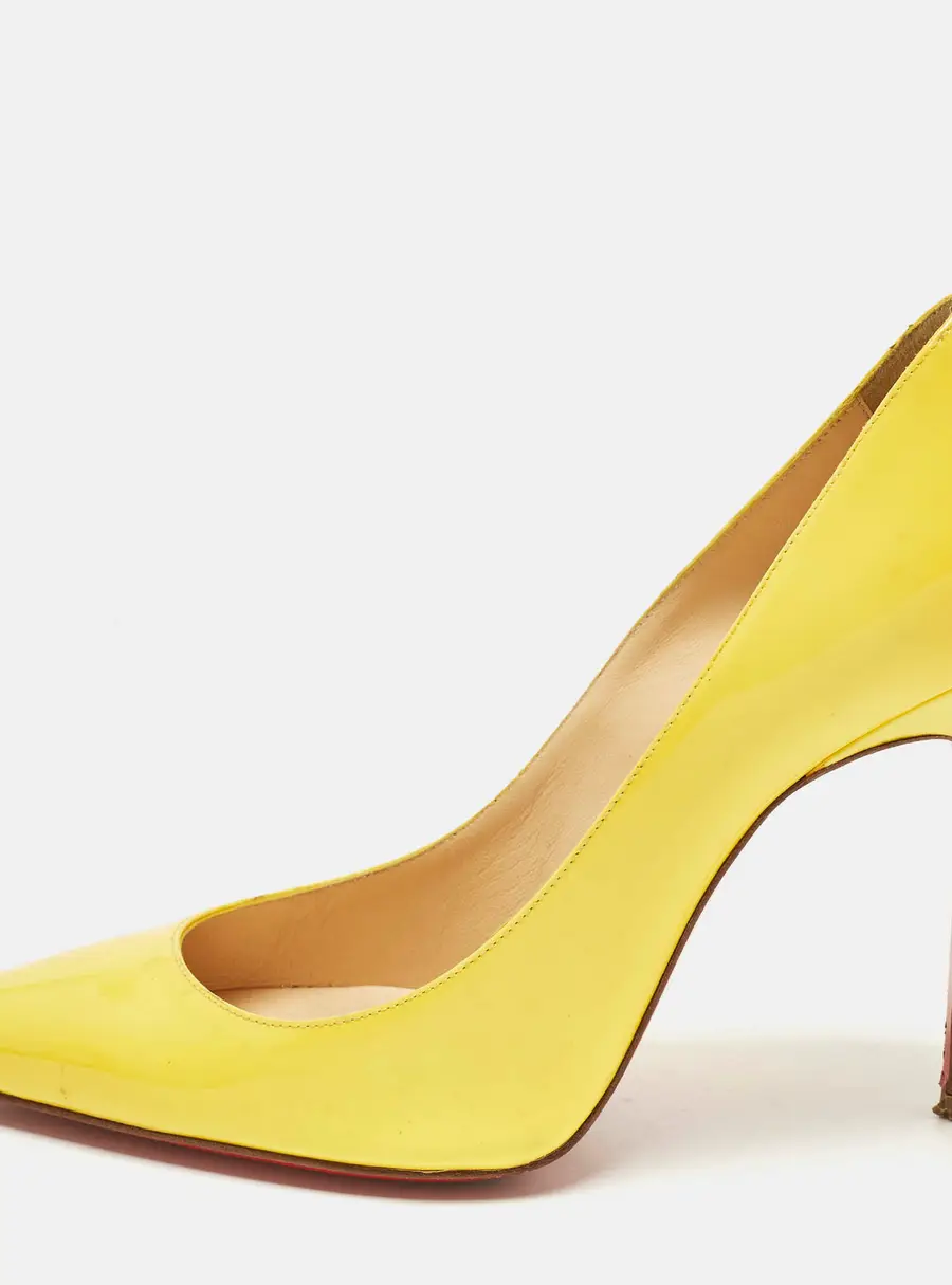 Christian Louboutin Kate Size 37 Yellow Patent Leather Pumps