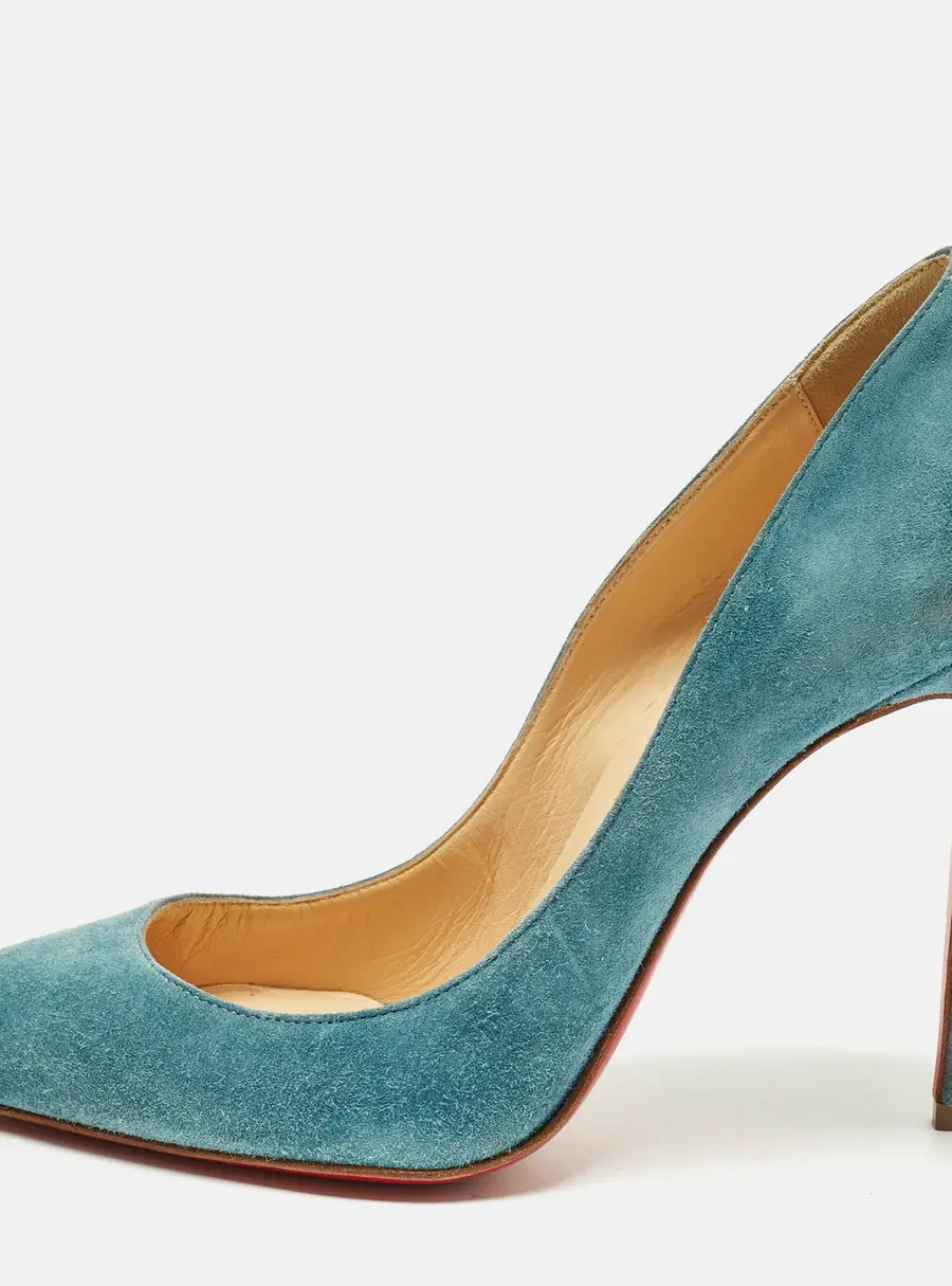 Christian Louboutin Pigalle Follies Size 37 Blue Suede Pumps