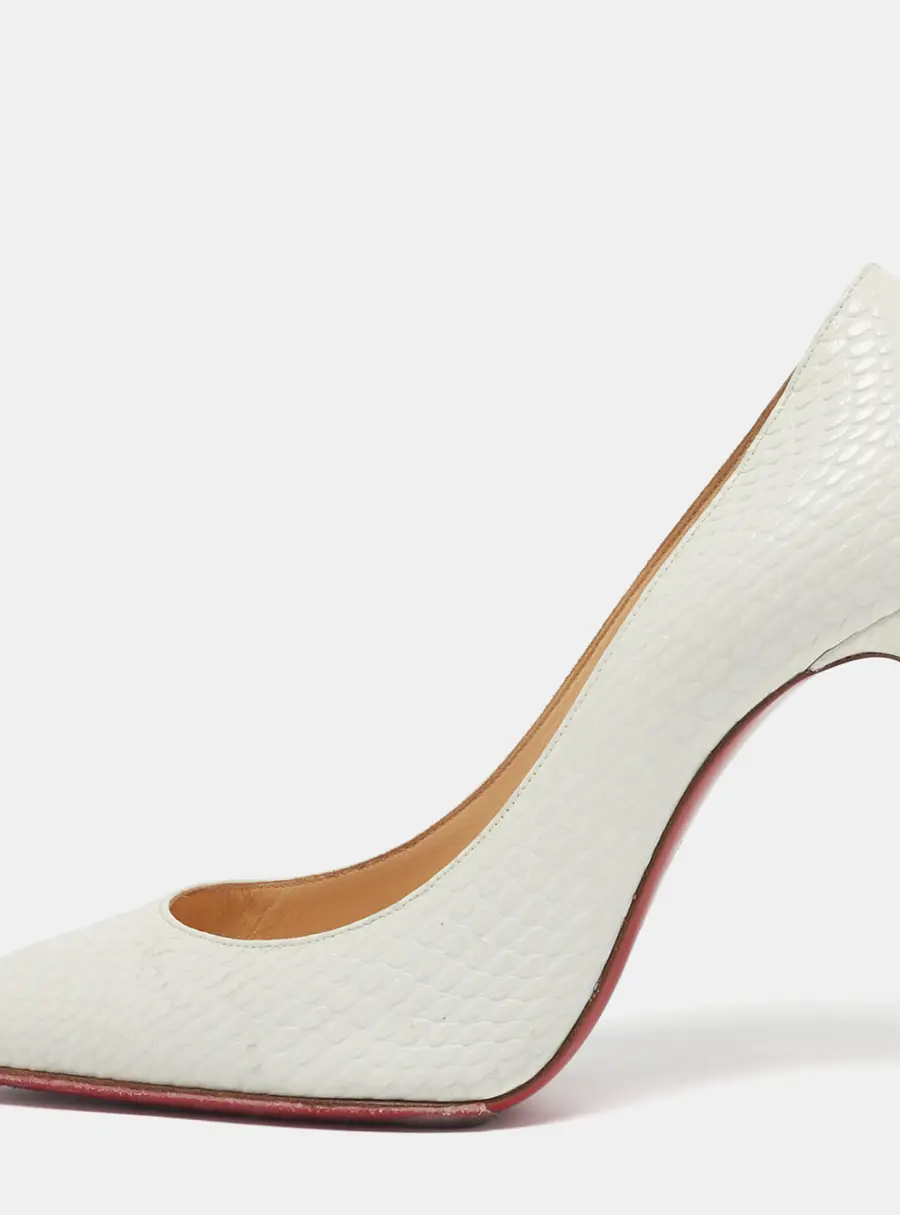 Christian Louboutin So Kate Size 37 White Python Embossed Leather Pumps