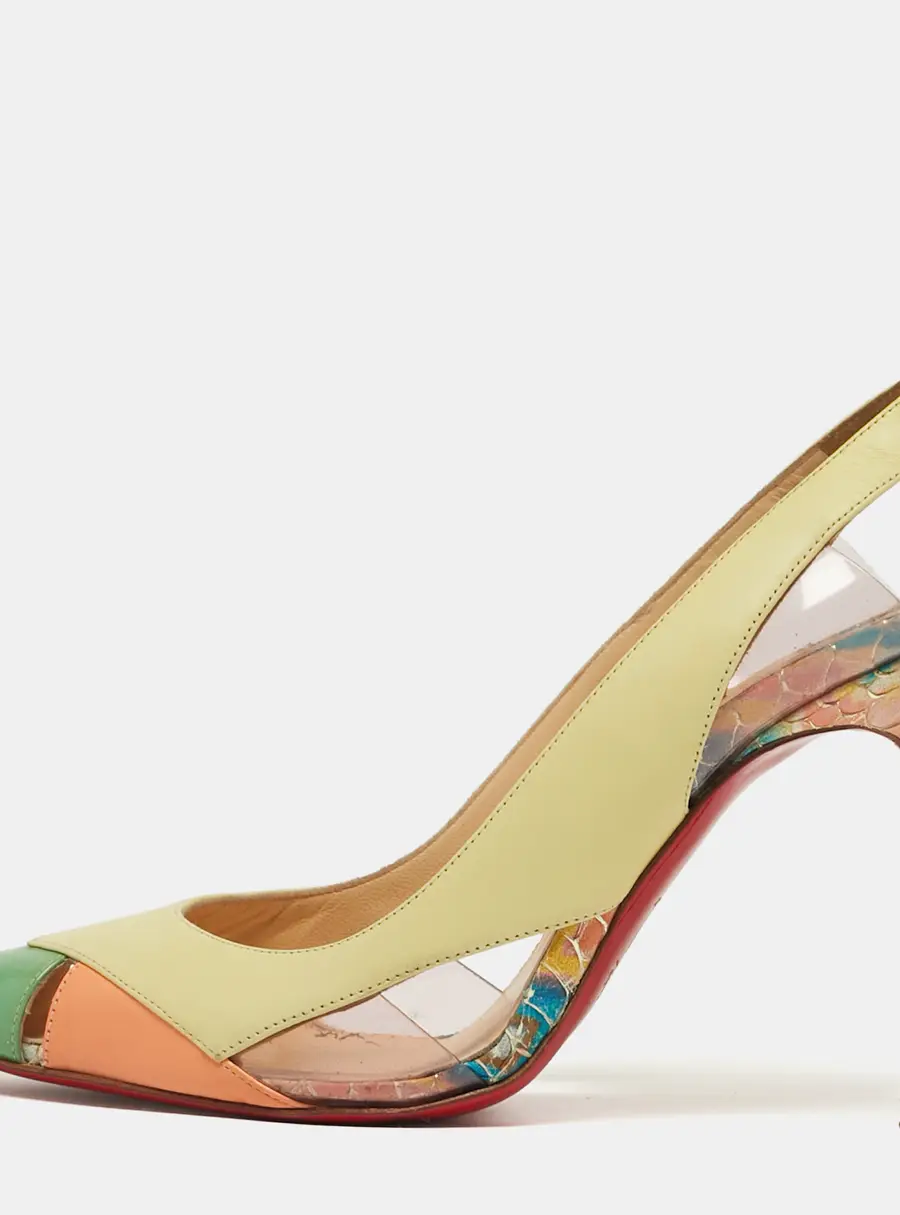 Christian Louboutin Air Chance Size 36.5 Multicolor Leather and PVC Sllingback Pumps