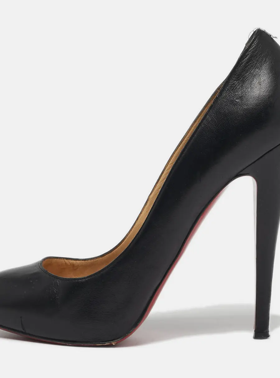 Christian Louboutin Black Leather Feticha Platform Round Toe Pumps Size 39