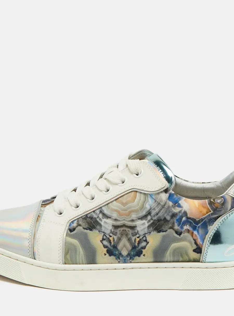 Christian Louboutin Fun Vieira Size 38.5 Multicolor Fabric and Iridescent Leather Low Top Sneakers