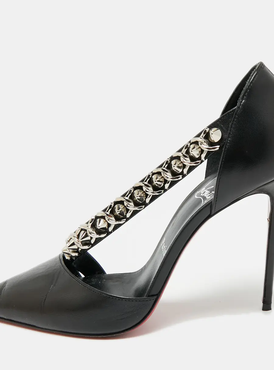 Christian Louboutin Deomina Size 38.5 Black Leather D'orsay Pumps