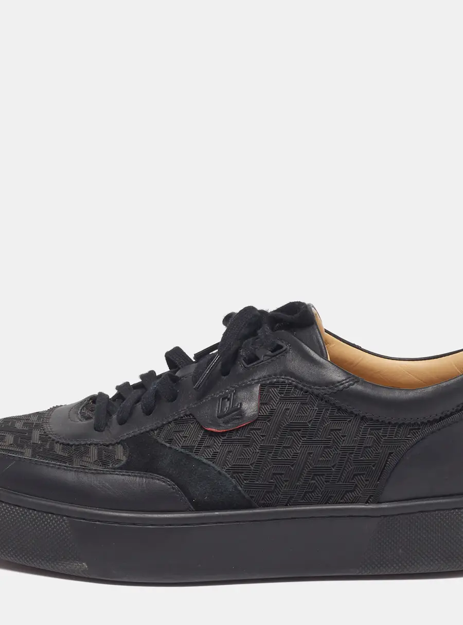Christian Louboutin Happyrui Size 40 Black Leather, Rubber and Suede Low Top Sneakers