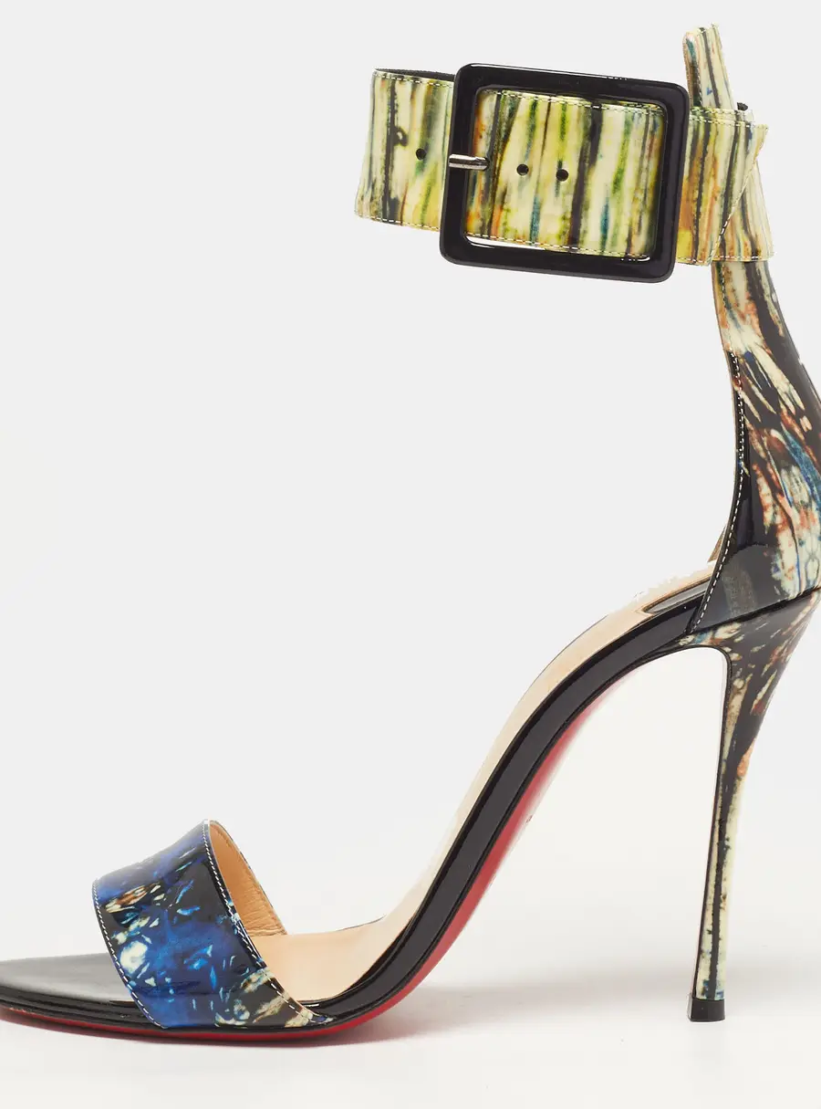 Christian Louboutin runana Size 40 Multicolor Patent Leather Ankle Strap Sandals