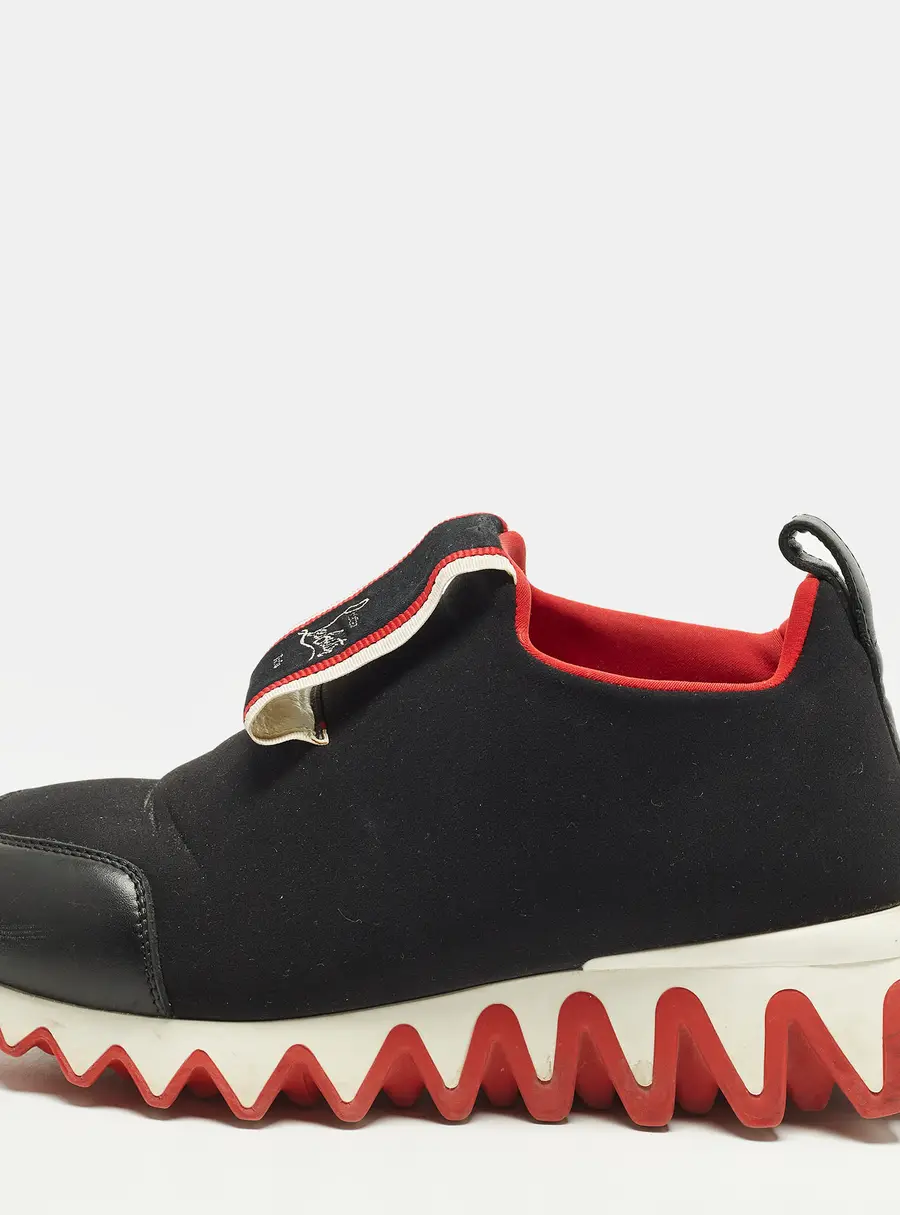 Christian Louboutin Tiketa Size 36 Black Leather and Neoprene Slip On Sneakers