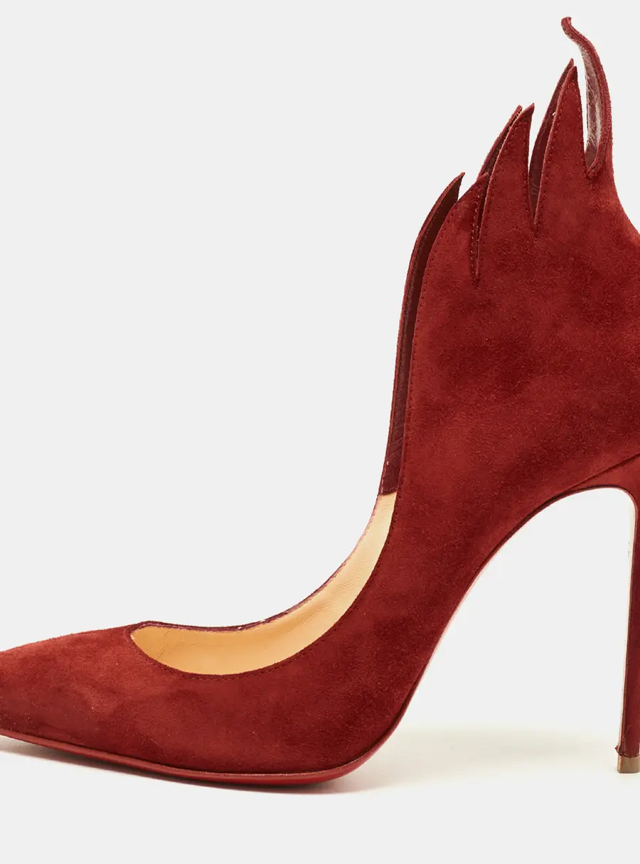 Christian Louboutin Victorina Flame Size 36.5 Red Suede Pumps