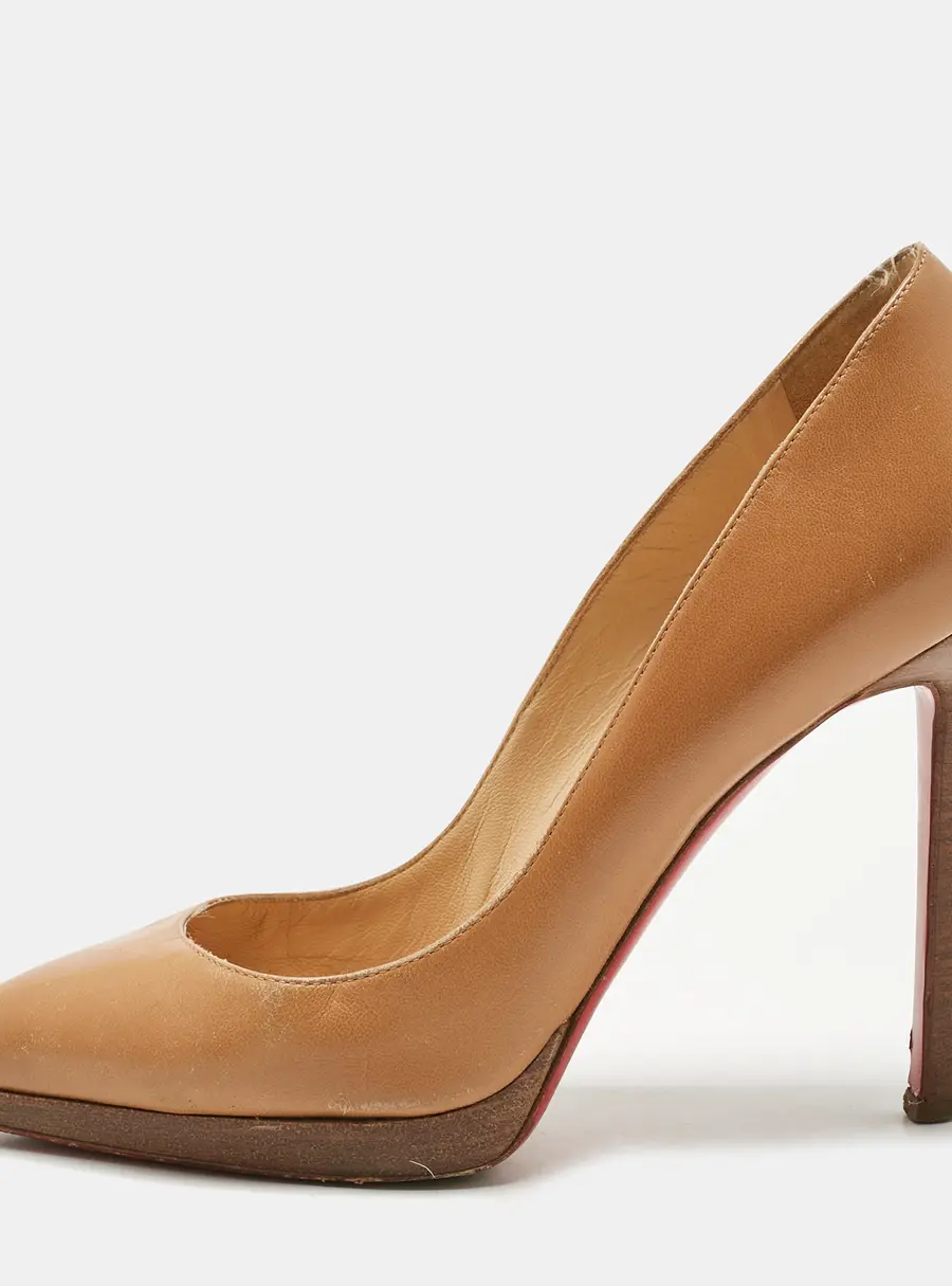Christian Louboutin Beige Leather Pigalle Plato Pumps Size 36