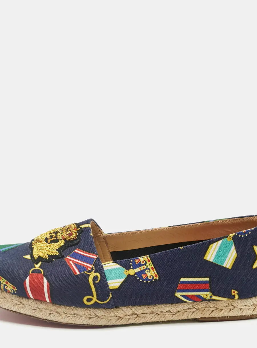 Christian Louboutin Multicolor Canvas Galia Espadrille Flats Size 38