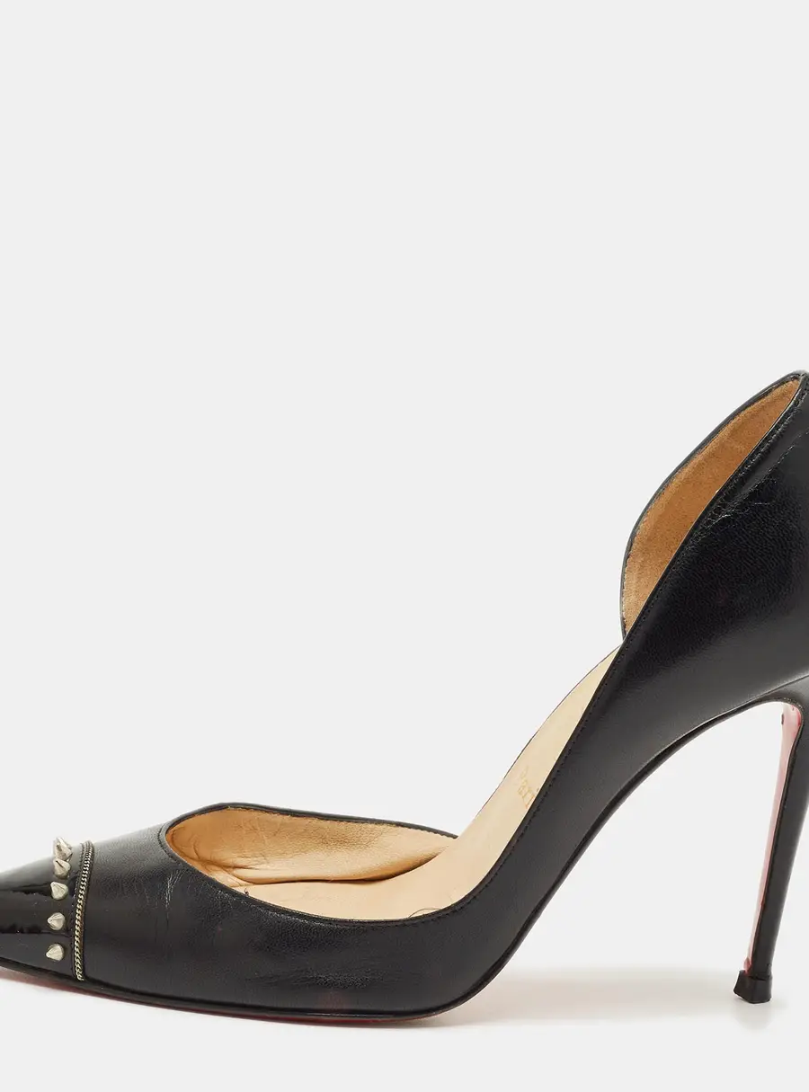 Christian Louboutin Black Leather Culturella Pointed Toe D'orsay Pumps Size 35.5