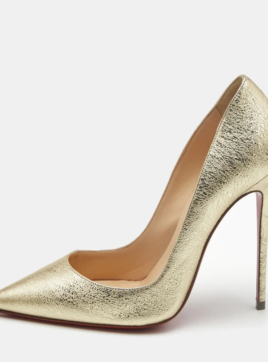 Christian Louboutin So Kate Size 36.5 Gold Foil Leather Pumps
