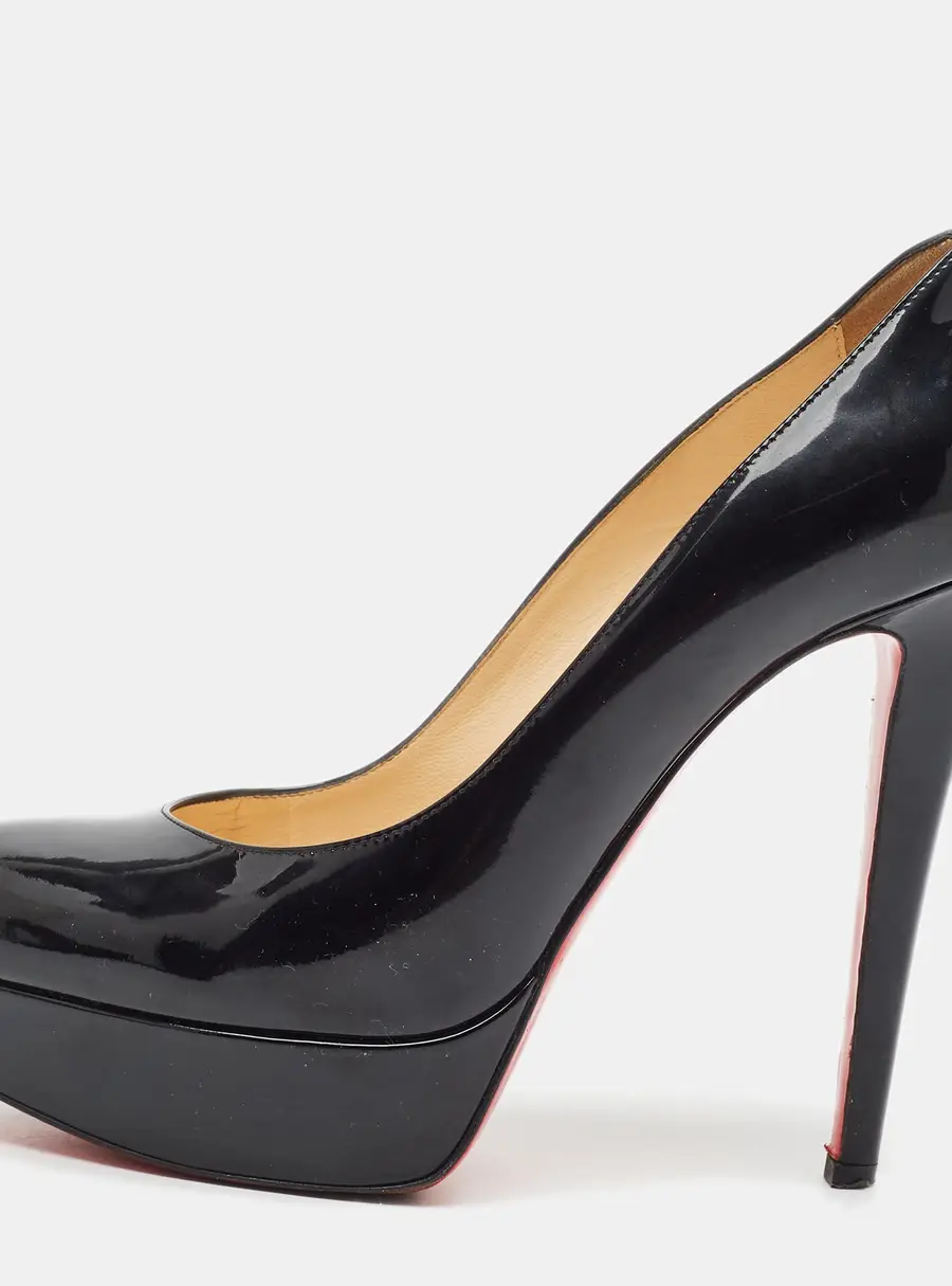 Christian Louboutin Bianca Size 39.5 Black Patent Leather Platform Pumps